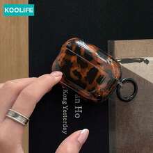 Koolife 1pc Amber Leopard Print Protective Case Compatible With 4th Generation , Soft Shell For 3rd Generation Bluetooth Earphones Pro, 2nd Generation - Amber Leopard Print - View 2