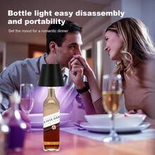 Wireless Bottle Lamp,RGB LED Bottle Light With Remote Dimmable;Gifts - 黑色-1pc - 查看 9