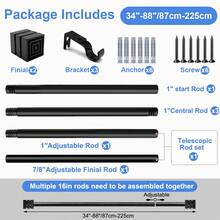 1 套 - 适用于 34 至 146 英寸窗户的重型窗帘杆套装,1 英寸直径窗帘杆,适用于卧室、厨房、书房和客厅,配有几何装饰杆头 - 直徑25方形款 - 查看 17