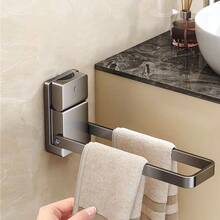 1pc Suction Cup Foldable Towel Rack, Washroom Towel/Jewelry/Headband Organizer Holder, No Drilling Required - View 1
