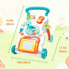 Multi-Functional Baby Walker-Push & Walk Learning Activity Walker With Drawing Board, Portable Activity Center For Boys & Girls, Music, Sensory & Balance Training Toy For Motor Skill Development (6M+) - Blue - View 6