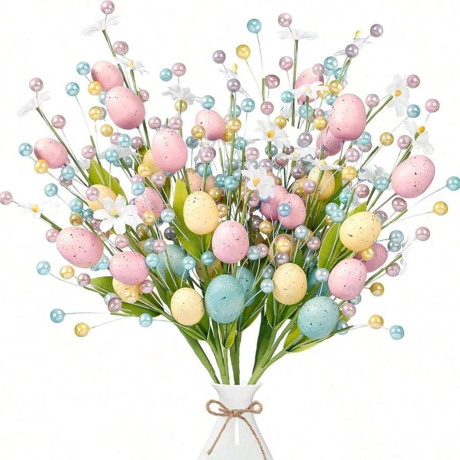 1/3pcs Artificial Easter Vine Decor, With Speckled Eggs And Colorful Berries, Artificial Easter Stems, Spring Berry Accented Easter Eggs, Colorful Berries, Leaves And Branches, Easter Decorations, Suitable For Easter Decoration, Centerpiece, Easter Celebration, Home Vase Decor