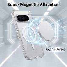 2.2mm Thin Transparent Magnetic Glitter & Rhinestone Decorated Protective Phone Case, Compatible With Pixel 10 Pro XL, Pixel 9 Pro, 9A/8 Pro, Suitable For Both Men And Women - Starry Sky Glitter (Magnetic) - View 10