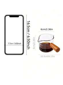 75ml Heat-Resistant Glass Milk Pitcher With Wooden Handle, Suitable For Espresso, Cream, Sauce, And Condiment Mini Pitchers - Multicolor - View 8