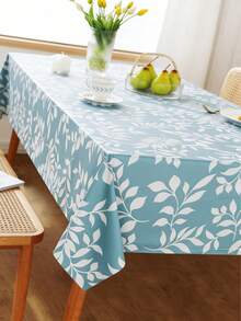 Nappe rectangulaire imperméable à l'eau et à l'huile, facile à nettoyer, avec motif imprimé bleu. Convient pour le camping, les tables à manger intérieures et extérieures. Durable. - Bleu azur - Voir 3