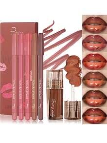 Pudaier 6pcs Lip Liner + 1pc Lip Balm Set, Waterproof & Long-Lasting, Perfect Lip Contour, Moisturizing & Smudge-Proof, Suitable For All Skin Tones, Perfect For Music Festivals, Parties And Valentine's Day Gifts - 01SET+01 - View 5