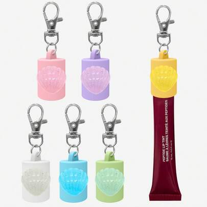 1pc Lip Gloss Keychain, Lip Balm Keychain With Portable Silicone Cap, Lip Gloss Keychain, Suitable For Wallet, Keys, Backpack And Fashion Accessories