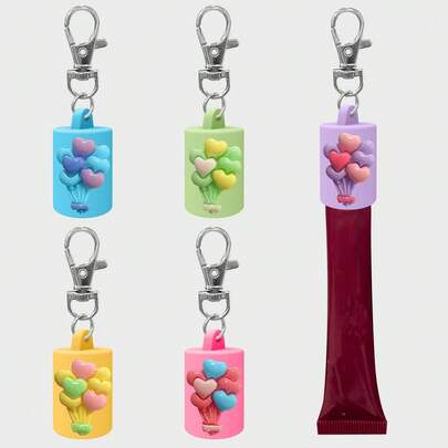 1pc Lip Gloss Keychain, Lip Balm Keychain With Portable Silicone Cap, Lip Gloss Keychain, Suitable For Wallet, Keys, Backpack And Fashion Accessories