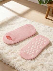 1双高吸收凝胶保湿足袜，可重复使用，粉色，亲肤，居家SPA，保湿滋养 - 粉色 - 查看 4