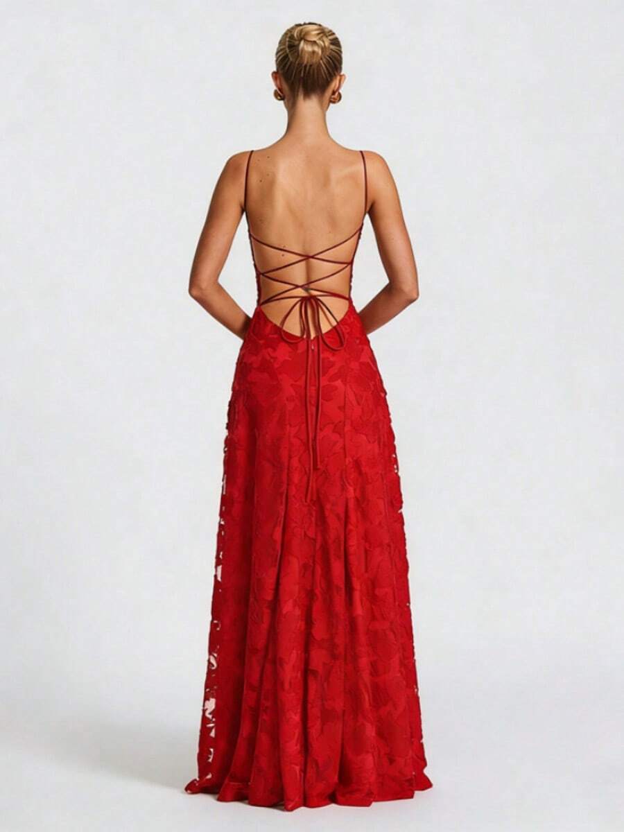 New Fashionable Versatile Spicy Girl Style Burgundy Sexy Slip Dress - Red - View 1