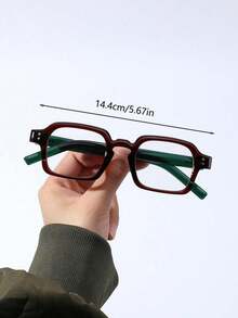 1 Pair Men's Square Studded Retro Street Style Flat Top Fashion Glasses, Versatile Daily Wear Accessory2026 - Trong sáng - Xem 9