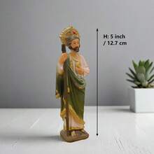 8 Inch 5" Saint St. Jude Resin Statue, Religious Home Decor Figurine, Green Sculpture Traditional Attire, Indoor Tabletop Display, Perfect Easter Gift Or Religious Room Decor, Statues For Home Decor - 1PC - View 11
