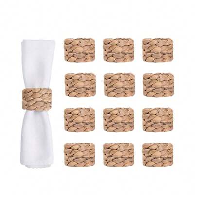 2/4/6/8/12개 천연 물 히아신스 냅킨 링, 손으로 짠 농가 스타일 냅킨 홀더, 방 장식, 식탁 장식, 집 장식, 파티 장식에 적합, 휴일, 파티, 모임, 생일, 결혼식, 선물, 저녁 식사, 야외, 피크닉에 적합