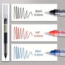 9pcs Quick-Drying Ballpoint Pens, 0.5mm Black/Blue/Red, Suitable For Studying, Writing, Office Use, Back To School Season, Can Be Student Gift (Random Style) - Sets - View 5