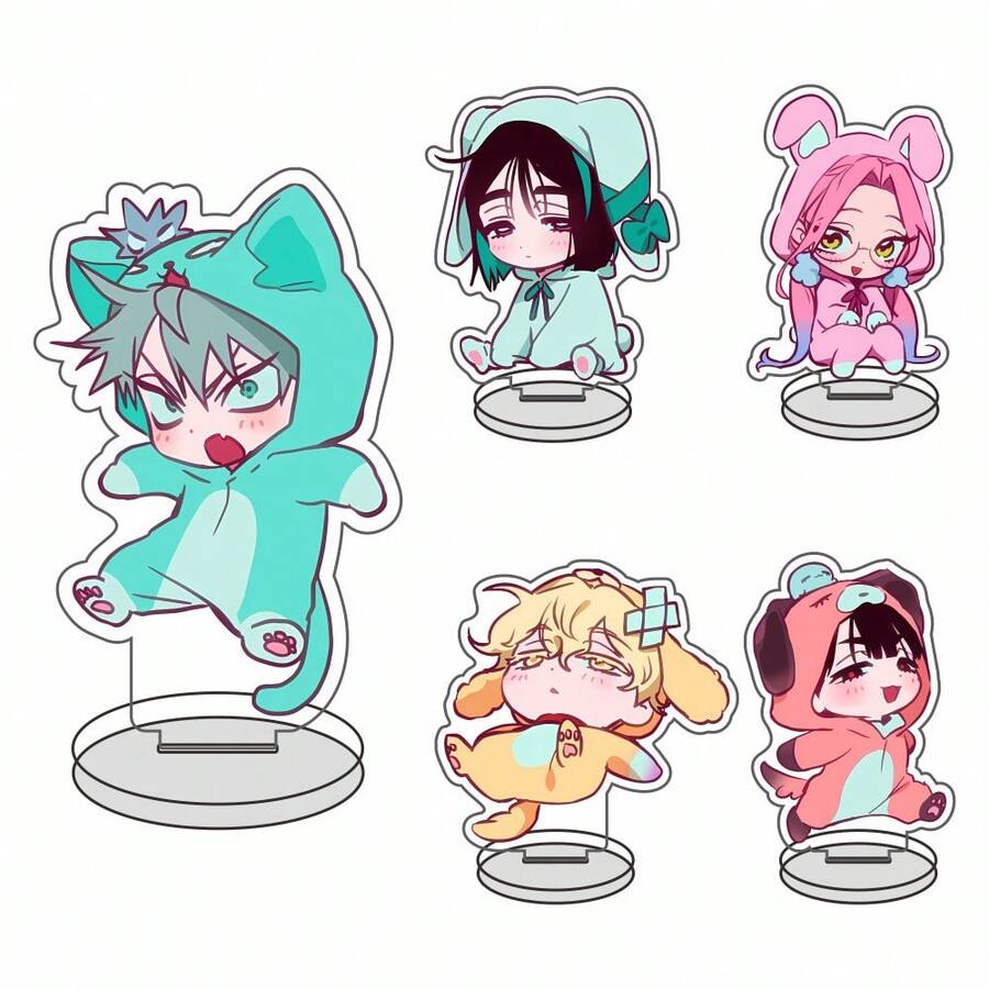 1PC Q Version Animal Hood Anime Character Acrylic Stand, Cute Cartoon Figure Desktop Display, Transparent Tabletop Ornament, Collectible Decoration, Lovely Gift For Anime Enthusiasts - Multicolor - View 1
