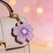 Leather Keychain Holder Case Compatible With AirTag,Flower Cute Air Tag Cover With Keychain Ring,GPS Tracker Case For Keys - Multicolor - View 5