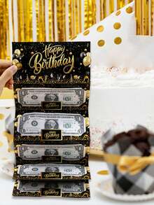 Birthday Card Set, Pink & Gold Banknote Card With Envelope, Folding Card, Happy Birthday, Birthday Celebration Supplies, Unique Creative Cash Holder, Party Gift - Surprise Gift Card - View 3