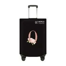 1pc Non-Stretch Non-Woven Fabric Luggage Protective Cover Suitable For 20-30 Inch Trolley Case, Anti-Scratch Luggage Protector Cover With Rose Gold Letter Pattern, Travel Accessory Essential For Back To School - Black - View 111