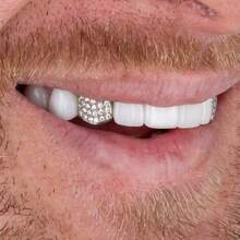 THATBOY Satu set berisi 4 Grillz bergaya Hip Hop yang terbuat dari tembaga dengan inlay zirkonia sintetis, aksesori berkilau untuk perhiasan. Hadiah untuk artis rap dan hip hop, cocok untuk pria dan wanita. - MultiWarna - View 10