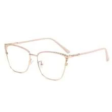 1 Pair Cat Eye Metal Fashion Rhinestone Decor Clear Lens Glasses - Gold - View 2