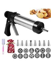 cgelaero 3-In-1 Cookie Stamp Set, Includes 13 Stamp Discs And 8 Icing Tips, Premium Baking Tools For Cookie Stamping And Cake Decorating, With Piping Bag And Cleaning Brush, Christmas Baking Gift (For Women) - Multicolor - View 10