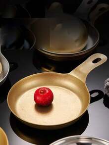 1pc Retro 304 Stainless Steel Sauce Dish With Handle, Western Style Condiment Cup, Kitchen Soy Sauce Vinegar Dipping Plate - Gold - View 2