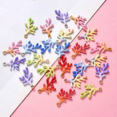 3pcs Colorful Coral Alloy Pendants, Ombre Mini Charms Suitable For DIY Bracelet, Necklace, Backpack, Keychain Crafting