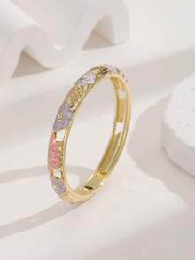 1 Miếng Men răng Được Sơn & Rhinestone Chi tiết Vòng tay Đối với phụ nữ - Màu tím - Xem 5