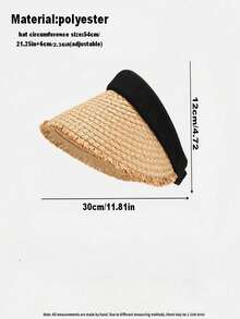 1pc Breathable Sunscreen Straw Hat, Transparent Sunshade Beach Vacation Hat, Wide Brim Summer Straw Hat For Women - View 3