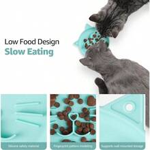 Silicone Slow Feeder Dog Bowls, Interactive Puzzle Pets Dry/Wet Food Training, Keeps Dogs Cats Busy, Prevents Puppy Overeating Cyan, 0.8 Cup - 0.8 杯 + 青色 - 查看 3