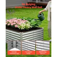 Galvanized Raised Garden Bed, 8 X 4 X 2 Ft, Rectangular Metal Planter Box Kit Outdoor, Bottomless Elevated Planting Box With Gloves, Rustproof Alu-Zinc, For Growing Flowers Vegetables, Silver - Bộ 1 món màu bạc, kích thước 8*4*2ft - Xem 3