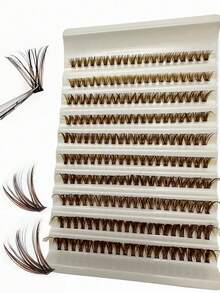 Pack Of 200 Brown DIY Eyelash Extensions Crossover Slim Eyelash Clusters Single Eyelashes Naturally Soft And Lightweight 8-16mm, Natural Brown Makeup, Reusable Hybrid Eyelash Clusters Eyelash Clusters, Eyelash Clusters, Single Eyelashes, Eyelashes, False Eyelashes - View 5