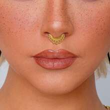 1PC Hinged Segment Ring Clicker Stainless Steel Nose Hoop Lip Septum Piercing Jewelry Ear Cartilage Helix Hoop Earring - Hollow - View 2