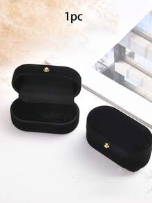 1PC Velvet Oval Ring Bearer Box, Ring Box Display Holder Case For Wedding/Proposal/Engagement/Ceremony, Wider Slot For Single Or Double Rings, Earrings, Jewelry Gift Storage Organizer (Black) - Jewelry Box - View 6