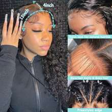 30 Inch Deep Wave Lace Front Wigs Human Hair 180 Density 13x4 Transparent Lace Frontal Wigs Human Hair Pre Plucked Deep Curly Wigs Human Hair For Women Natural Black - Natural Black - View 4