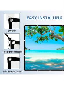 60/72/84/100/120/150 Inch 16:9 Foldable Portable Projection Screen, Wrinkle-Resistant, Suitable For Indoor & Outdoor Use, Double-Sided Projection Screen For Home, Party, Office, Classroom, Back To School Essential - White - View 6