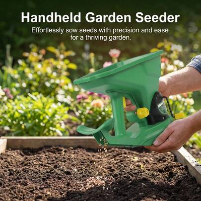 1 pieza Sembradora manual para césped, vegetales, trigo, de plástico y metal duradero, herramienta de jardín portátil