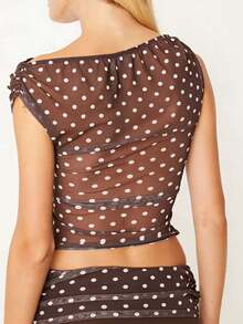 2026 New Women's Polka Dot Waist-Defining Sleeveless Top Stylish and Sophisticated Designer Women's Wear Spring/Summer Collection - Marrón claro - Ver 2