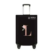 1pc Non-Stretch Non-Woven Fabric Luggage Protective Cover Suitable For 20-30 Inch Trolley Case, Anti-Scratch Luggage Protector Cover With Rose Gold Letter Pattern, Travel Accessory Essential For Back To School - Black - View 53