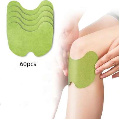 60 片植物精华注入膝盖/颈部/肩部和护膝、热疗贴、温和无刺激日常护理足垫、天然草本精华自热贴片，适用于身体、背部、手臂、手腕、缓解疲劳、腿部、膝关节健身房配件膝盖支撑运动护膝健身房护膝