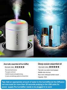 USB Aroma Diffuser Humidifier, With Cold Mist & LED Lights, Mini Humidifier, Aromatherapy Mist Maker, Black & White Options, Long-Lasting Fresh Air, Suitable For Car, Bedroom, Office, Bathroom, Living Room, Desk - Great Gift, 6 Different Essential Oils Available - Humidifier Combination - View 17