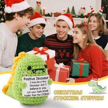 1件迷你恐龙复活节篮子填充物礼物手工钩织动物恐龙男女朋友同事自我护理心理健康生日礼物创意。 - 彩色 - 查看 7