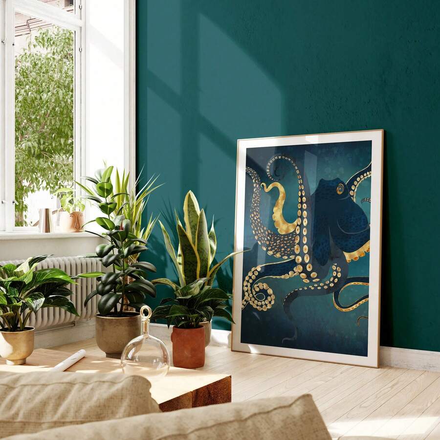 Tranh in trên vải canvas hình bạch tuộc trừu tượng hiện đại, không khung, thích hợp trang trí tường phòng khách và phòng ngủ. - Bạch tuộc trừu tượng - Xem 1