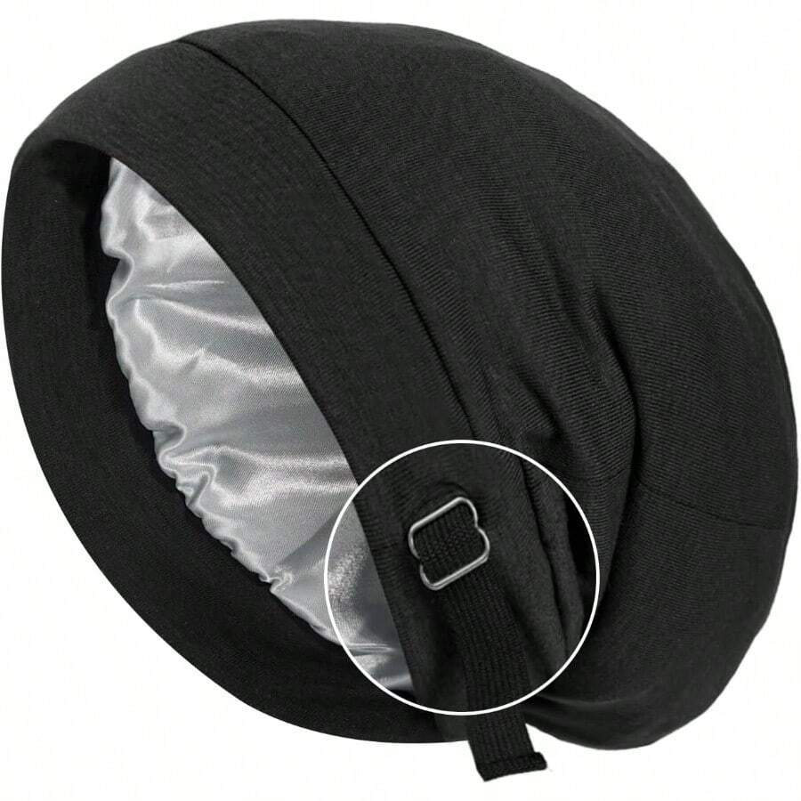 Silky Bonnet Hair Bonnet For Sleeping Satin Lined Sleep Cap Hair Wrap For Sleep Chemo Headwear Beanies For Women Men - 如圖所示 - 查看 1