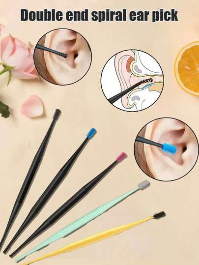 5/10/20pcs Soft Silicone Ear Spoon, Portable Earwax Remover, Ear Cleaning Scoop, Spiral Ear Cleaner Tool Travel Essentials, Dual-Head Rotating Design, & Gentle, Ideal For Home & Travel