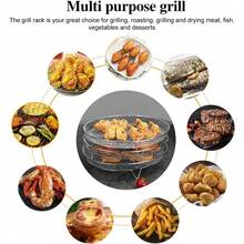3pcs Stackable Stainless Steel Air Fryer Rack, Round & Square Air Fryer Basket, Detachable Racks For Air Fryer, Oven, Baking, Dishwasher - Air Fryer Grill Rack - View 5