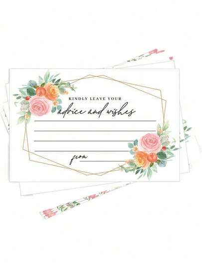 50pcs - Bride & Groom Blessing Cards - Wedding Congratulation Cards, Suitable For Bridal Shower, Games And Gifts, Decorated With Floral And Botanical Designs, 50 Cards In Total