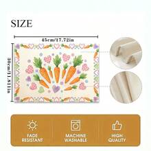 4pcs Easter Theme Placemats, Cute Rabbit Pattern With Diamond Elements And Floral Design, Suitable For Party Dining And Easter Decoration. Size: 30x45cm, Applicable For Seasonal Home Decor, Holiday Table Decor, Farmhouse Style, Washable And Durable. An Ideal Gift Choice. - Multicolor - View 10