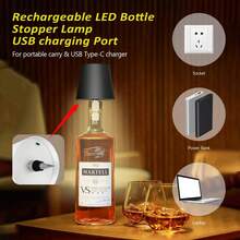 Wireless Bottle Lamp,RGB LED Bottle Light With Remote Dimmable;Gifts - 黑色-1pc - 查看 4