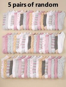20 Pairs Kids Ankle Socks, Sports Socks For Back To School, Striped, Heart, Polka Dot, Solid Color Styles, Suitable For Girls Daily Wear, Fit For Children Aged 1-16, All Season, Breathable Soft And Comfortable, Suitable For Holiday Gifts - Multicolor - View 16
